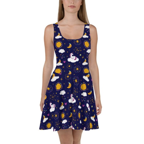 Plus Size Unicorn Moon Pin Up Dress - Picture 1 of 9
